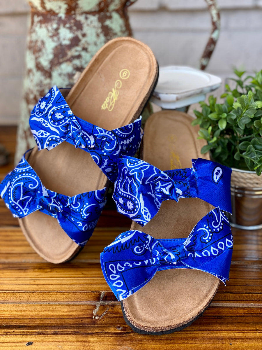 Bandana Sandals- Blue – Barbed Wire and Lace LLC