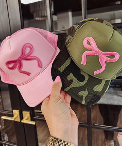 Pink Bow Patch Trucker Hat
