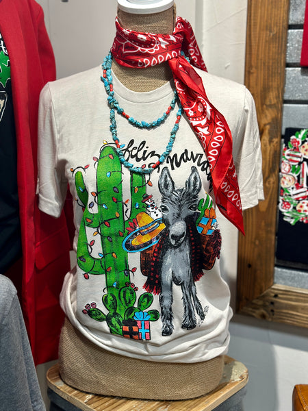 Feliz Navidad Christmas Burro Tee