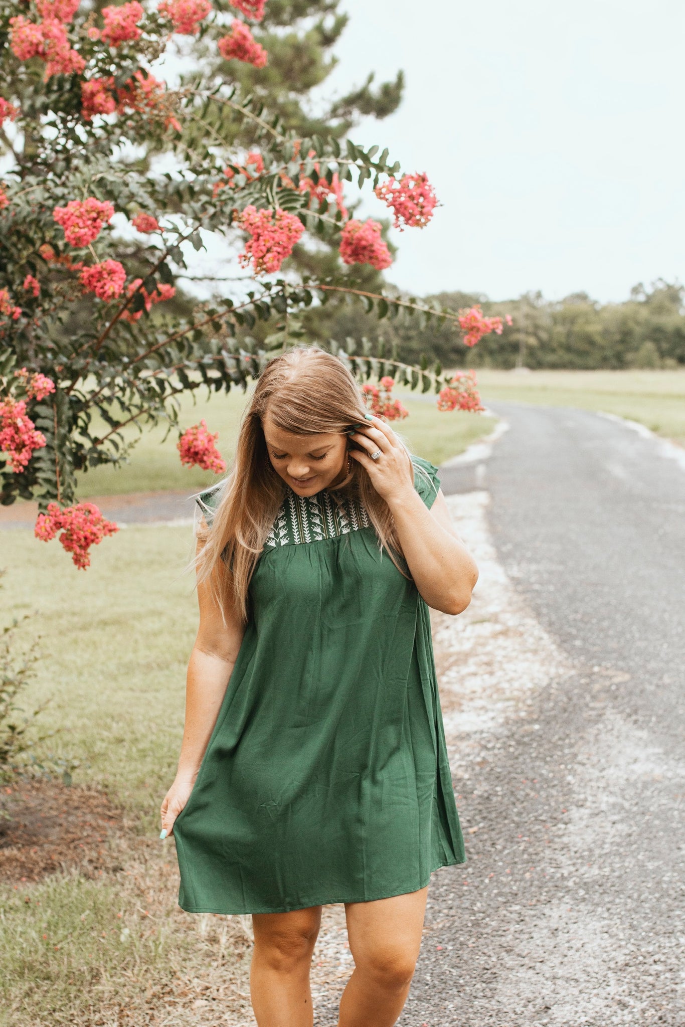 Charlotte Embroidered Dress (Hunter Green)