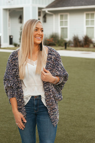 Navy Popcorn Confetti Cardigan