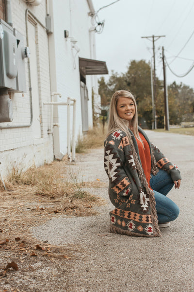Miceala Tribal Cardigan- Charcoal