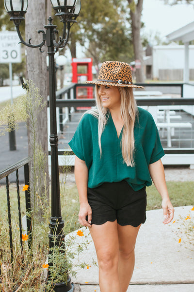Suede Scalloped Shorts (Black)