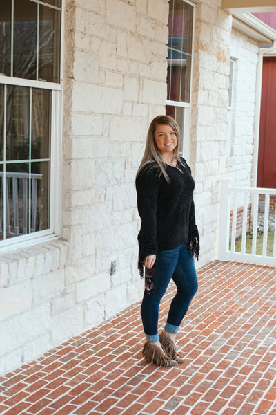 Bibb Chenille Fringe Sweater