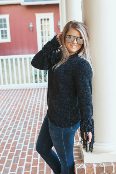 Bibb Chenille Fringe Sweater