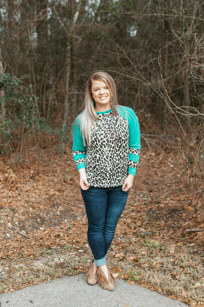 Sitka Leopard Top (Turquoise)