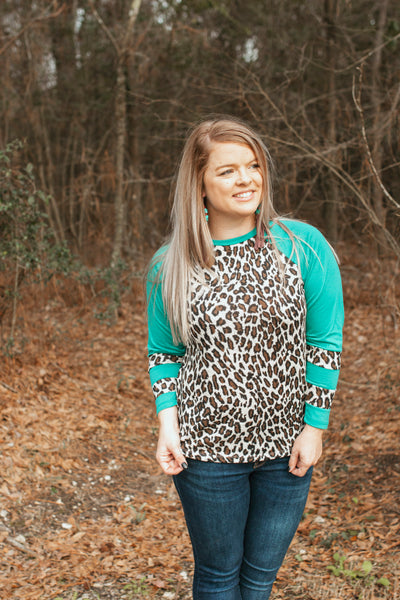 Sitka Leopard Top (Turquoise)
