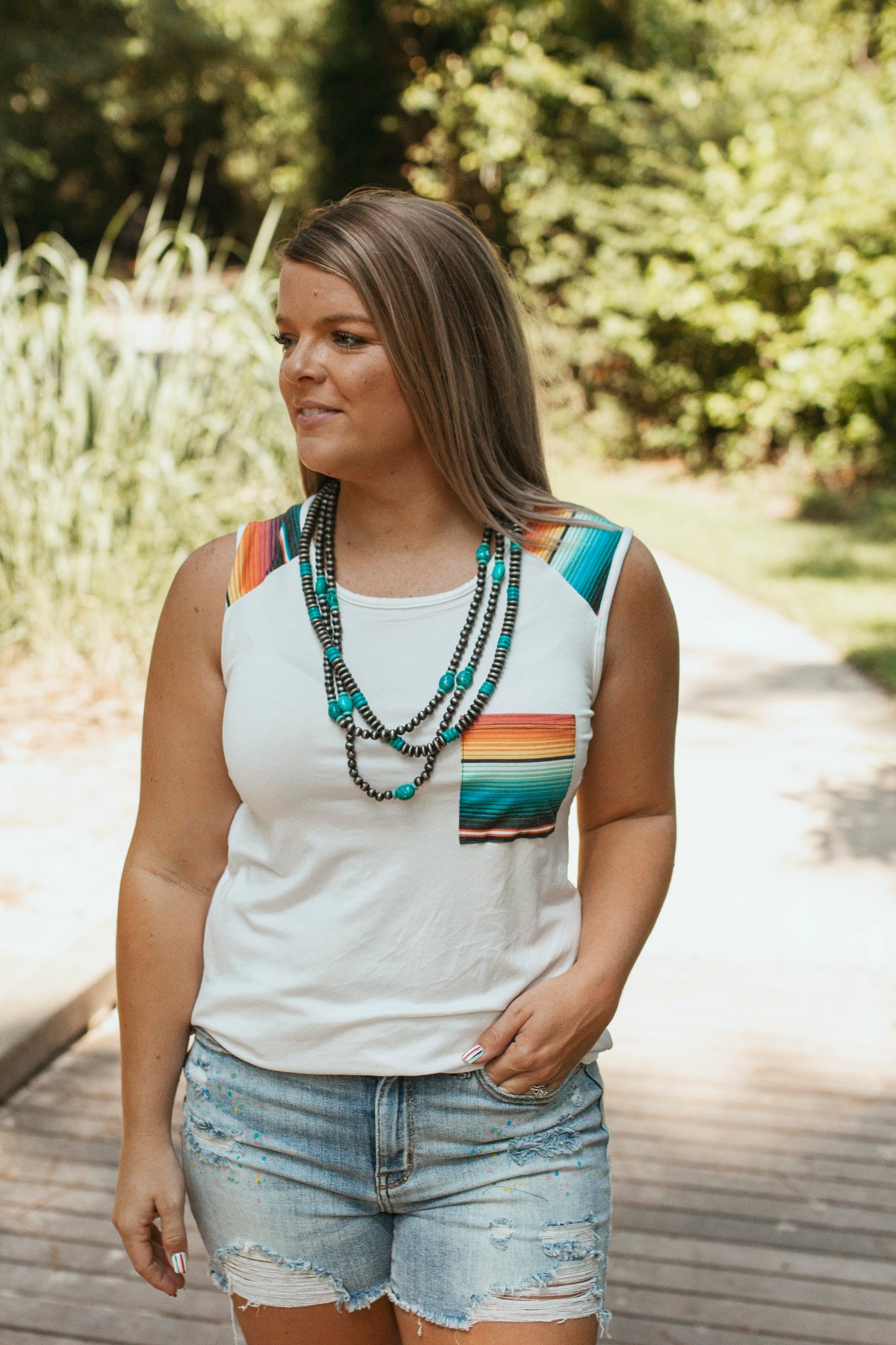 Stasia Serape Tank (White)