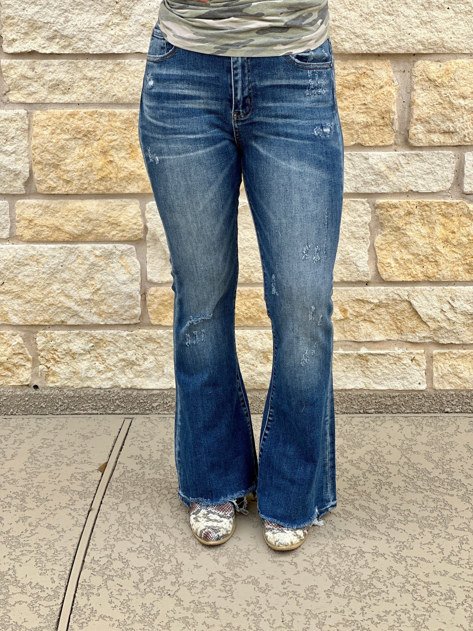 Unstoppable Vintage Washed Flare Jeans