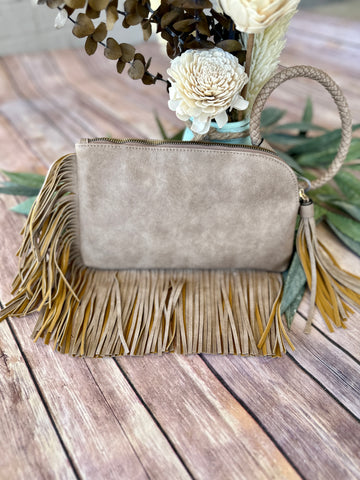 The Mila Fringe Purse (Taupe)