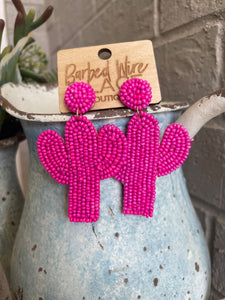 Pink Cactus Earrings