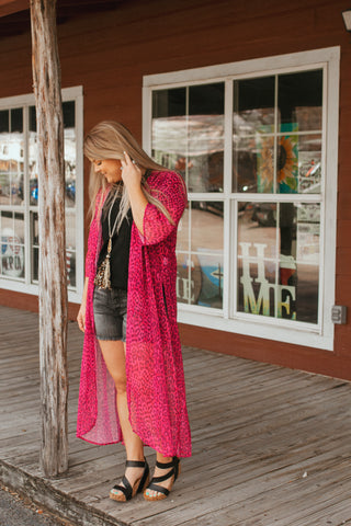 Haegan Pink Leopard Duster