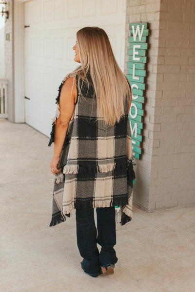 Rugged Plaid Vest- Navy