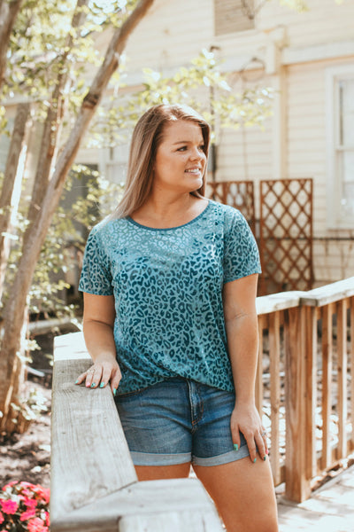 Chasin' You Leopard Top (Blue)