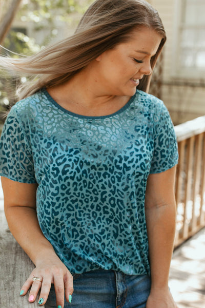 Chasin' You Leopard Top (Blue)