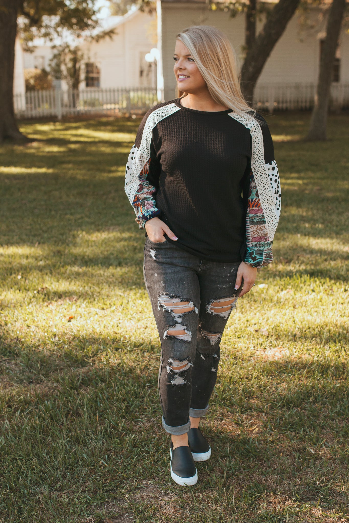 Laced In The Sky Waffle Knit Top