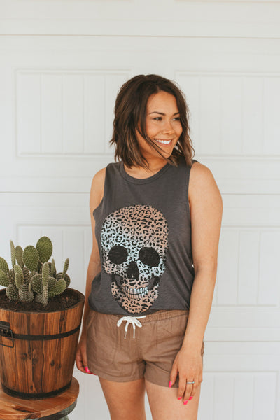 Leopard Skull Tank (Charcoal)