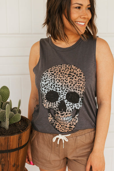 Leopard Skull Tank (Charcoal)