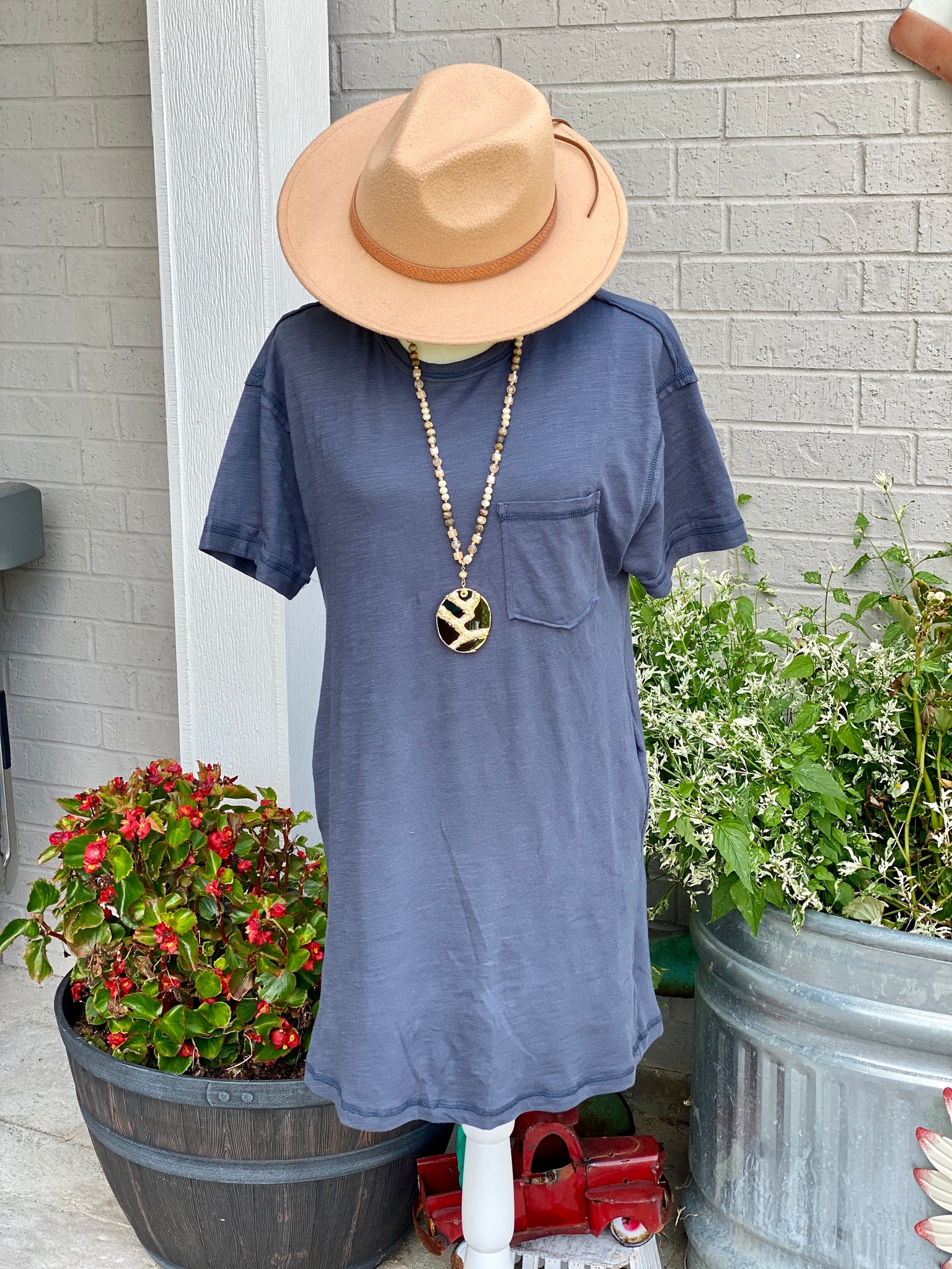 Everyday Comfy T Shirt Dress (Denim)