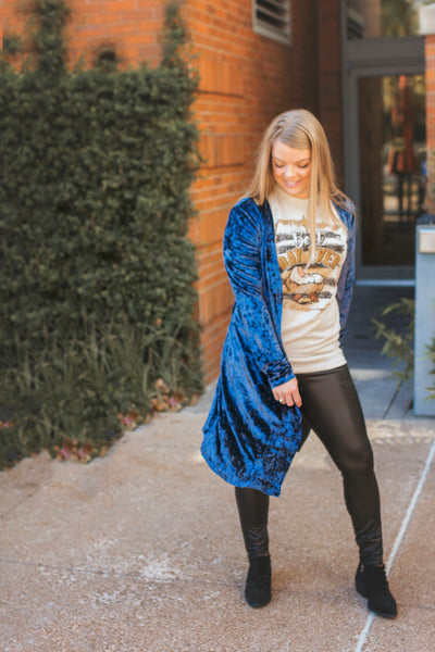 So Chic Velvet Kimono (Royal Blue)