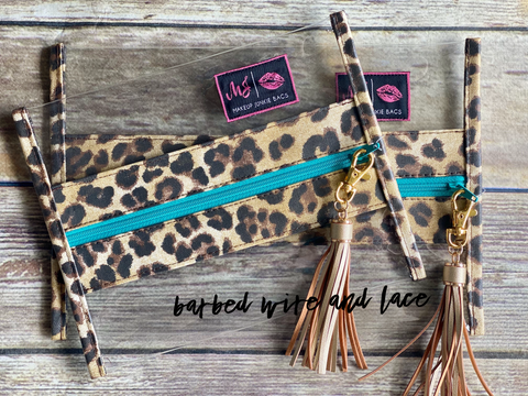 Clear MJ Bag (Leopard-Turquoise Zipper)