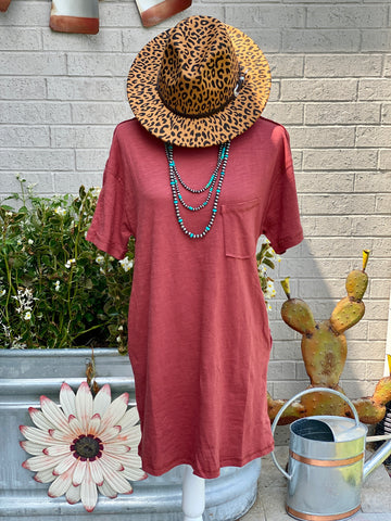 Everyday Comfy T Shirt Dress (Brick)