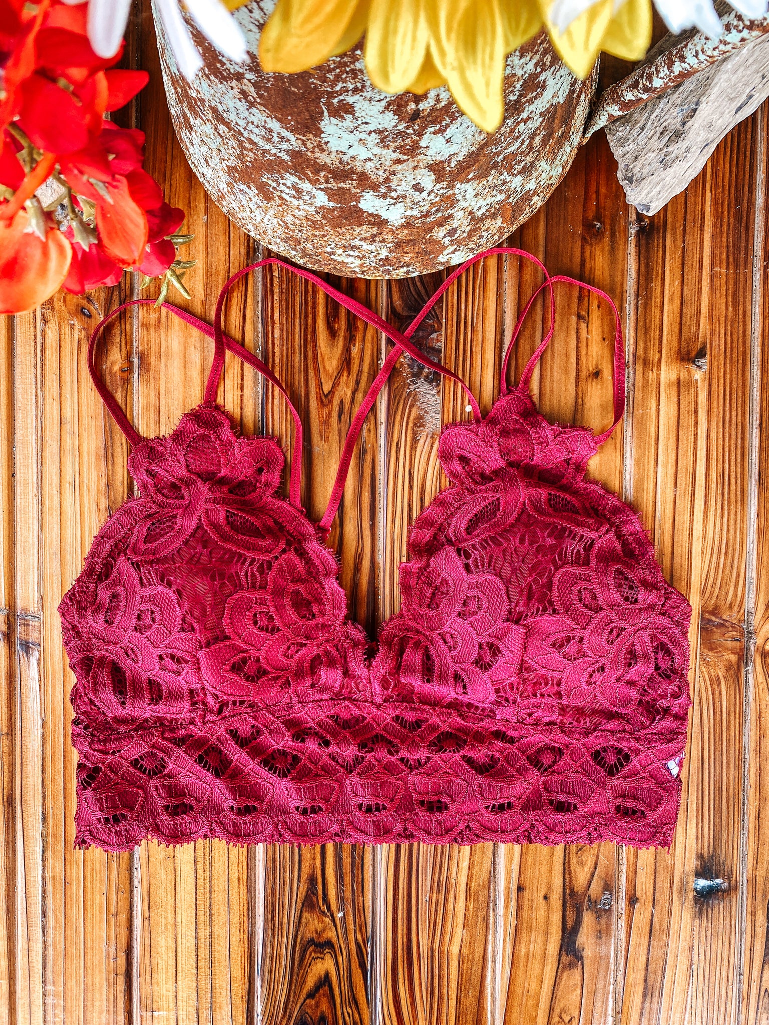 Lace Bralette (Maroon) – Barbed Wire and Lace Boutique LLC