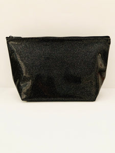 Carli Glitter Cosmetic Bag (Black & Gold)