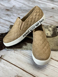 Quilted Slip on Sneakers- Taupe