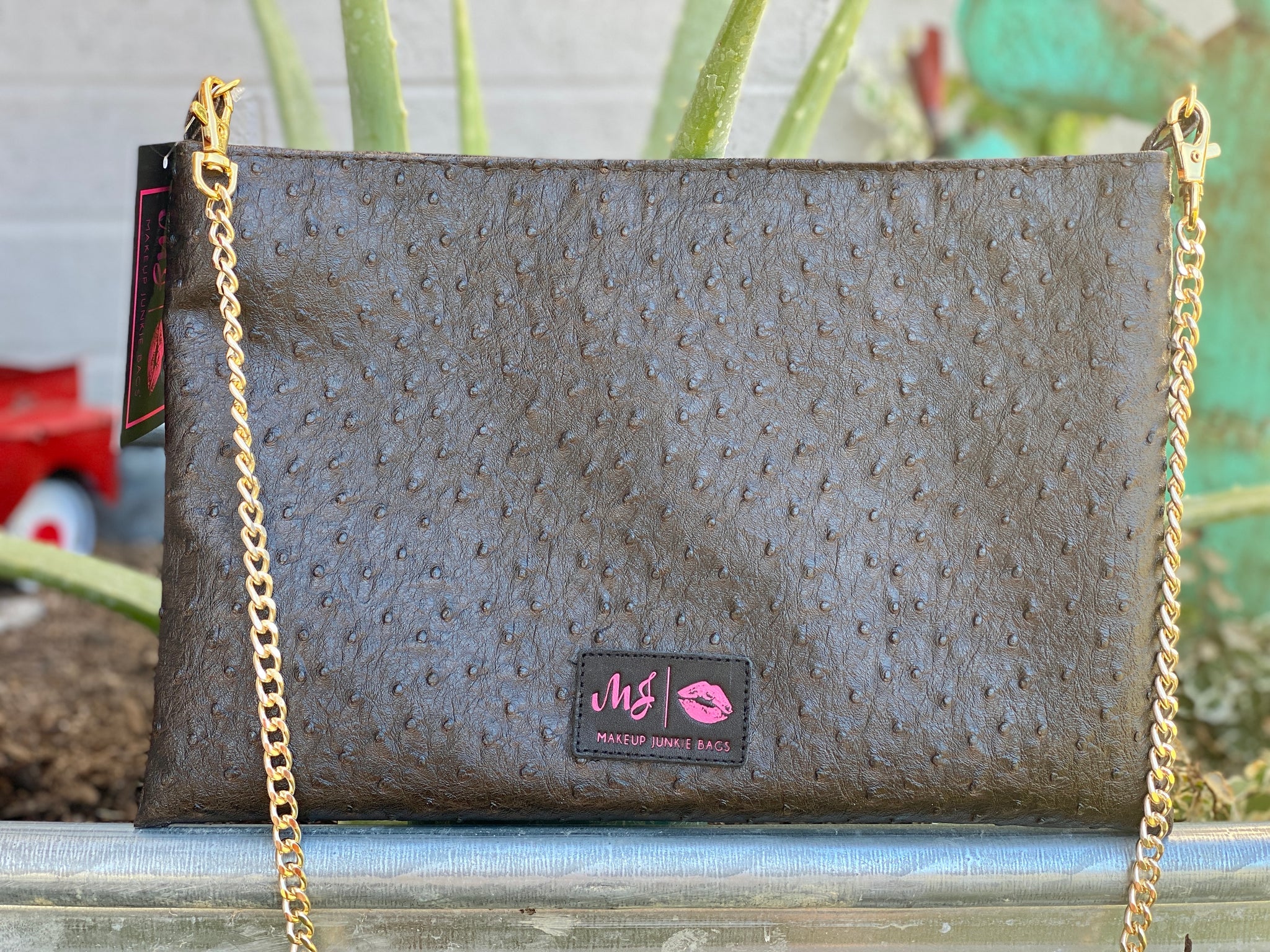 Chocolate Ostrich Cross Body