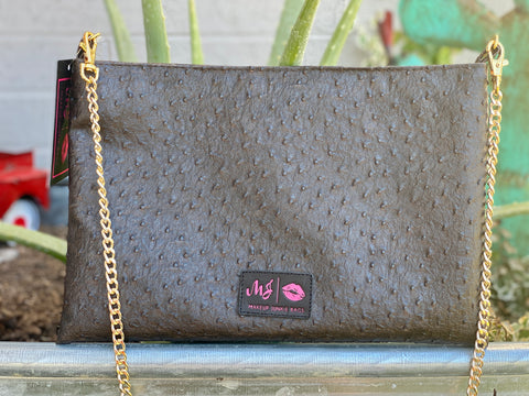 Chocolate Ostrich Cross Body
