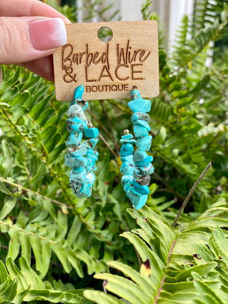 Turquoise Stone Hoop Earrings