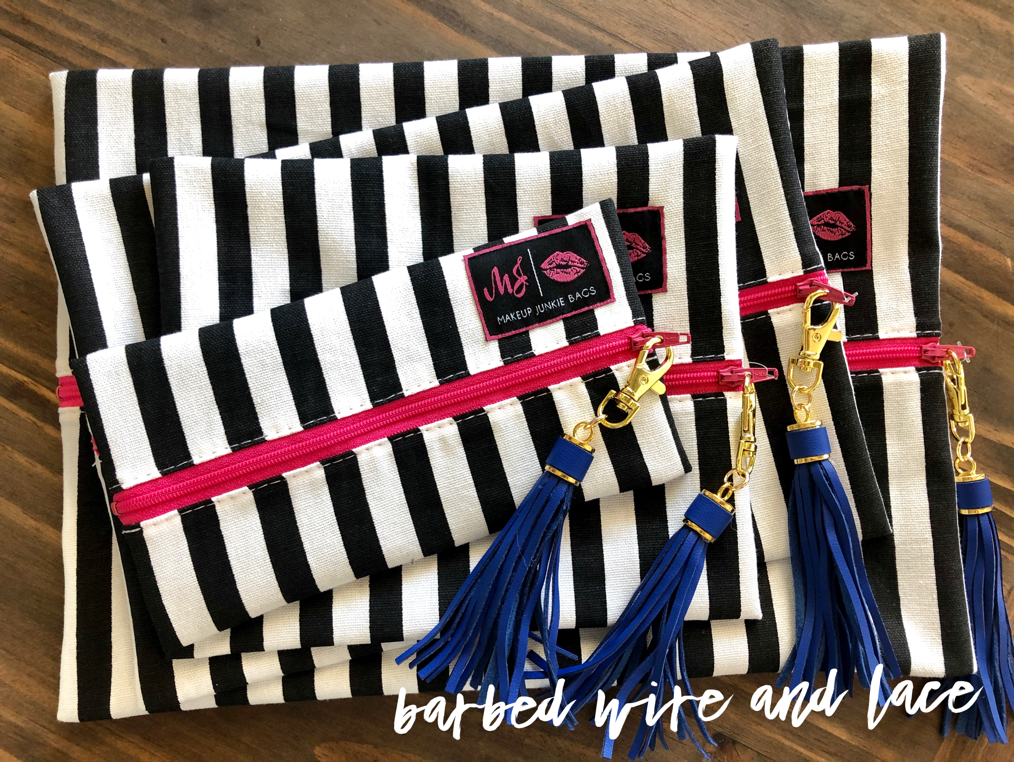 Glam Stripe (Hot Pink Zipper)