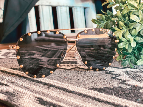 Studded Aviator Sunglasses