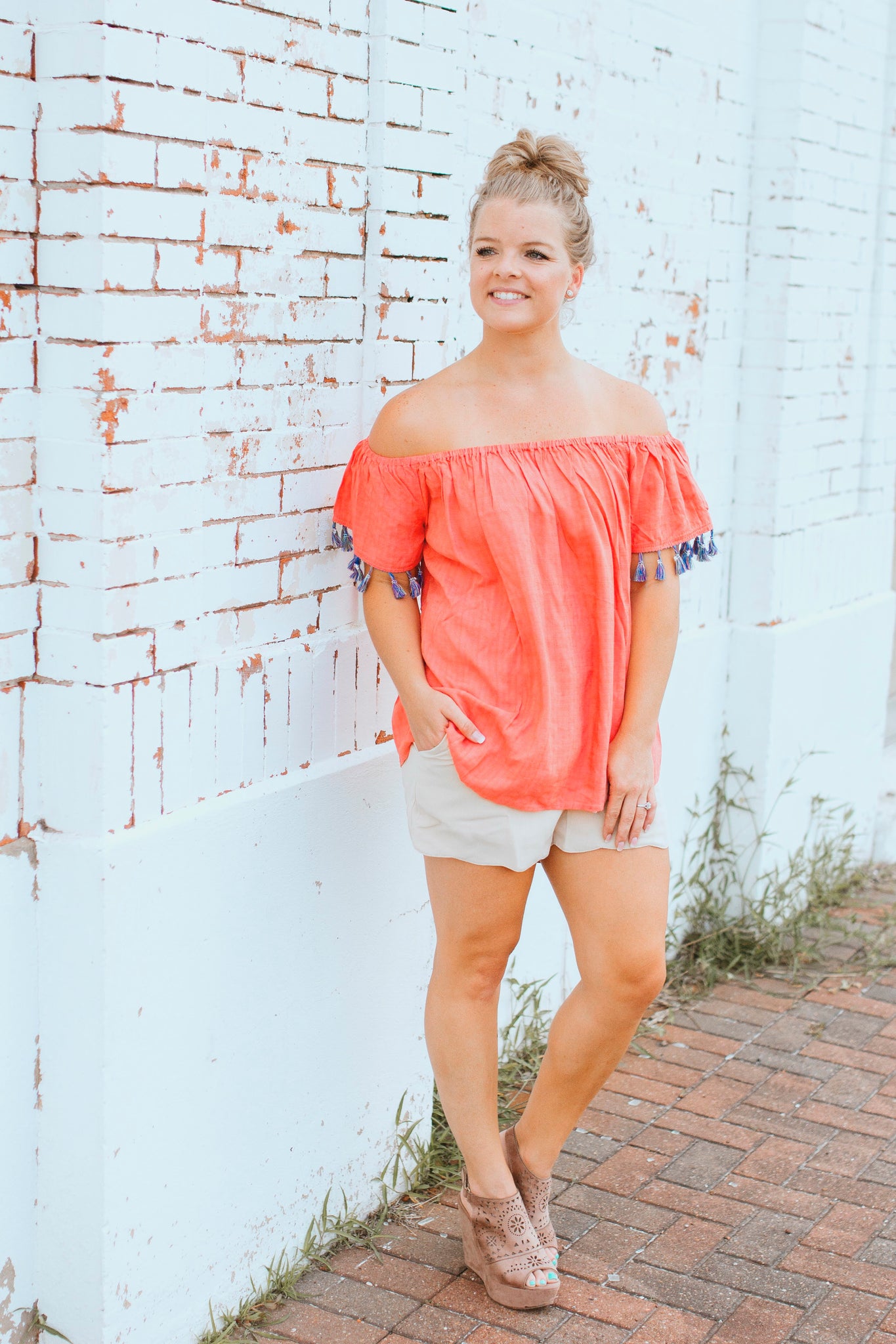 The Temple Tassel Top- Strawberry