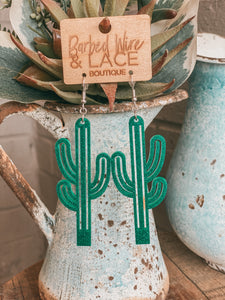 Glitter Cactus Earrings