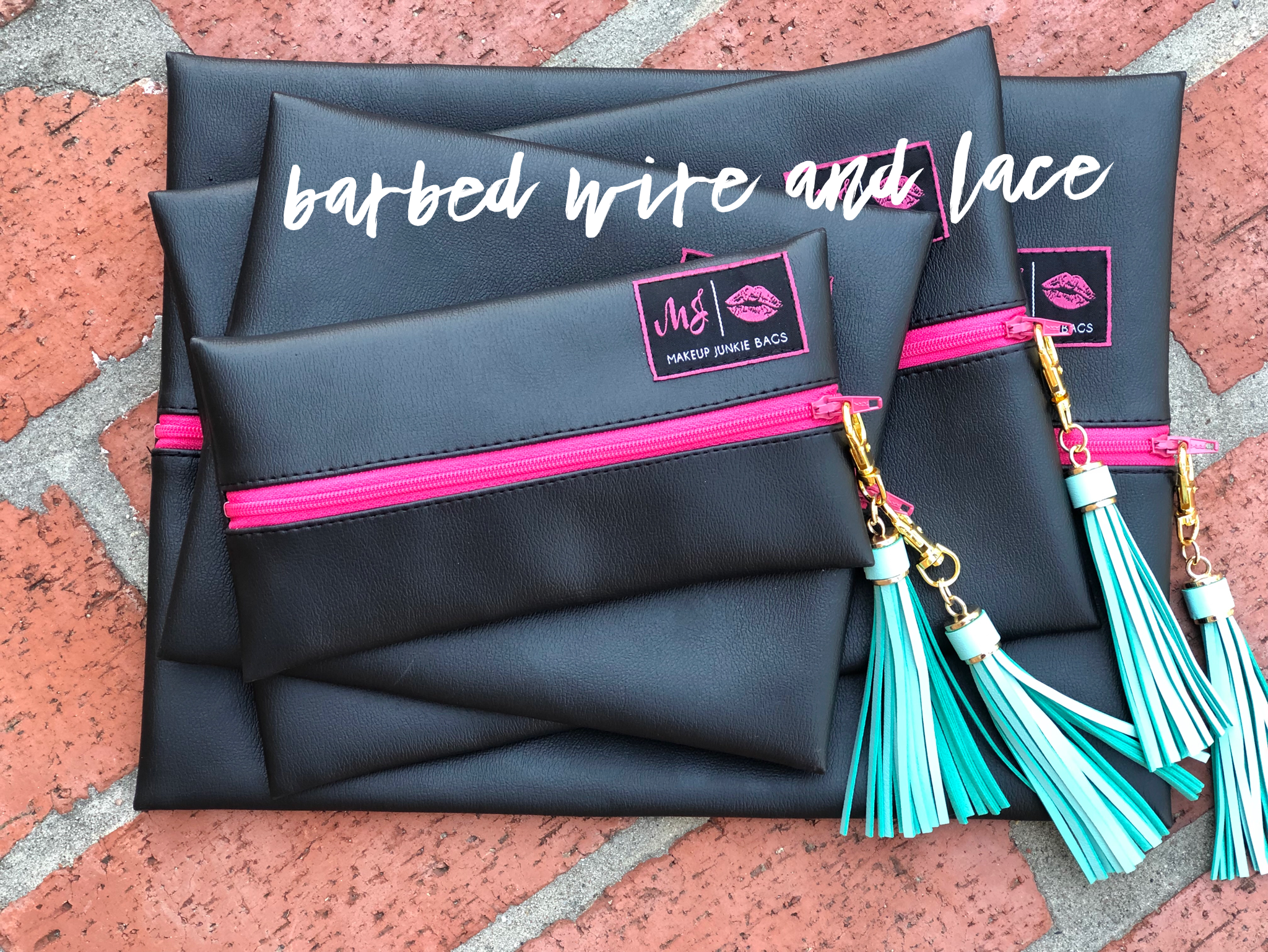 Jet Black Set (Hot Pink Zipper)