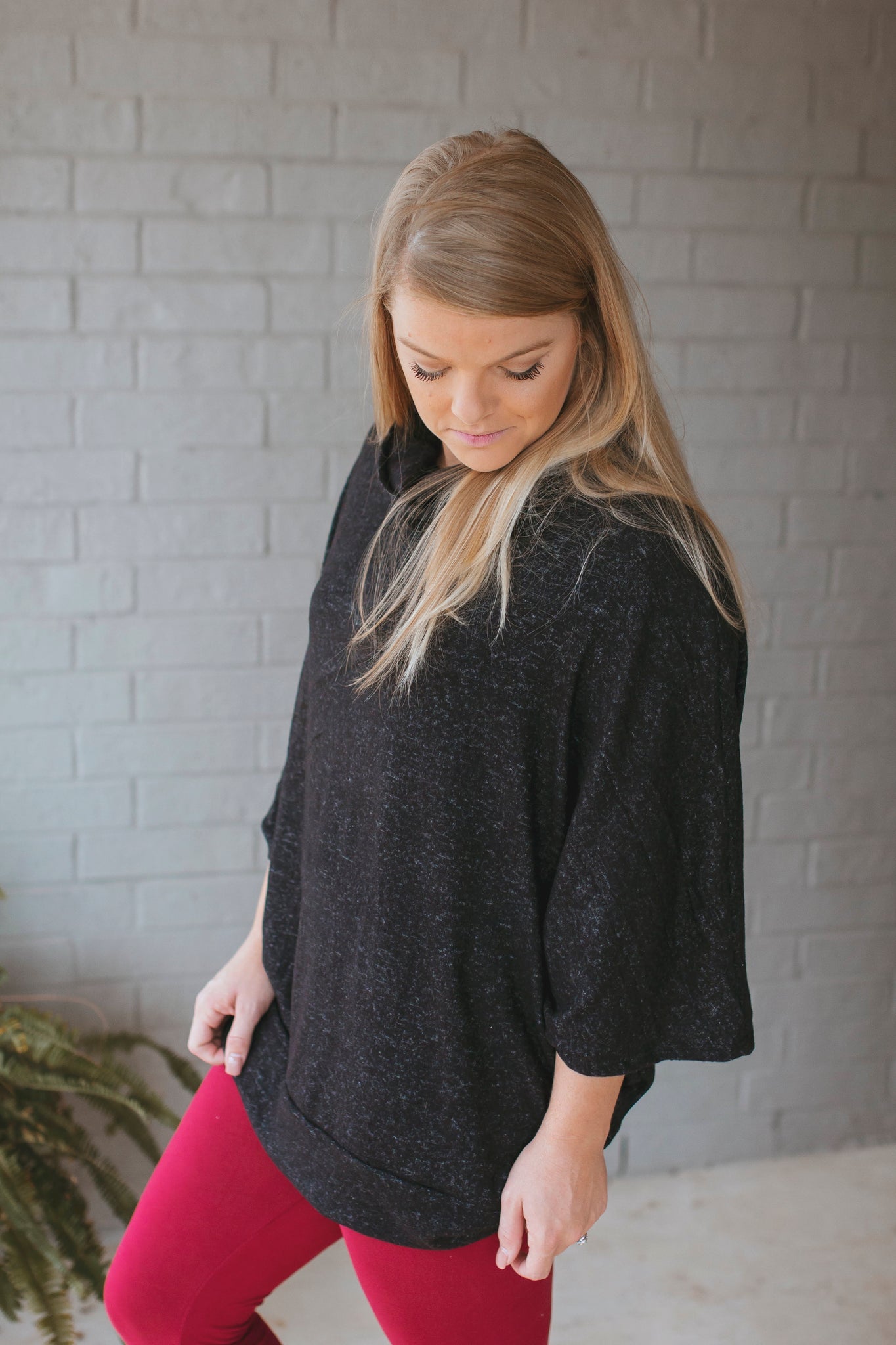 Heathered Cowl Neck Top