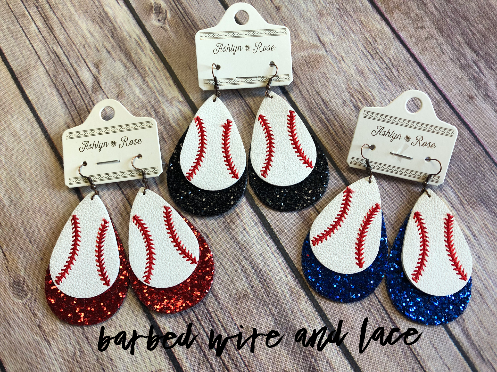 Baseball Glitter Earrings
